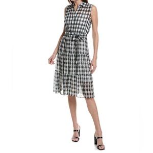 NWT Nanette Lepore Gingham Black and White Collared Shirt Dress - Size 4